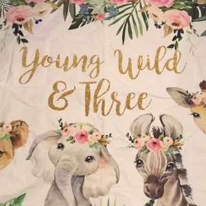 Young Wild and Three Birthday Party Decorations